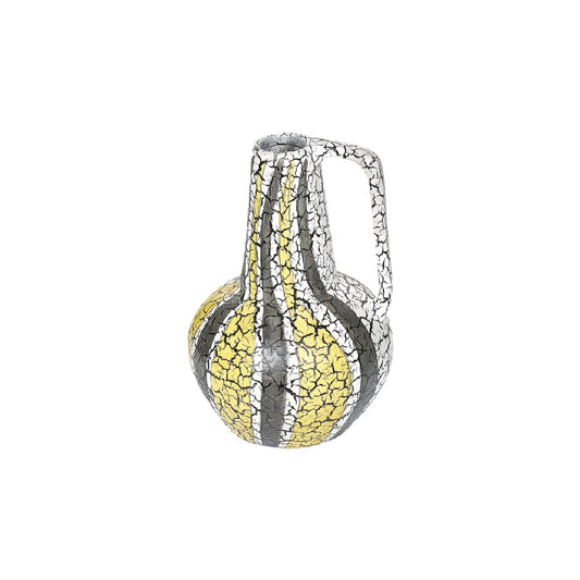 Modern Artistic Cracked Glaze Ceramic Pitcher Vase - 12 inch Yellow and Black Patterned Decorative Vase