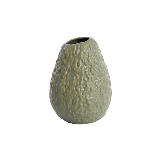 Abstract Textured Moss Green Ceramic Bud Vase - Organic Shaped Decorative Pot